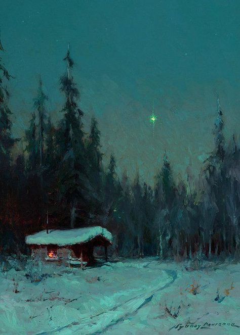 Istoria Artei, Moonlight Painting, The North Star, رعب نفسي, Snowy Landscape, Winter Painting, Virginia Woolf, Night Painting, Winter Art