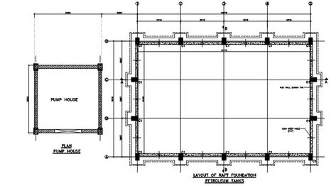 Raft Foundation, Foundation Plan, Small House Layout, Pump House, Drawing Block, Plan Drawing, House Layout, Autocad Drawing, Cad Drawing