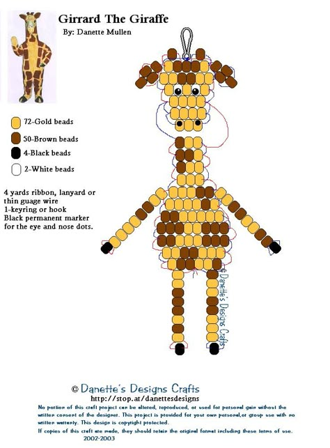 Giraffe Pony Bead Pattern, Bead Pet Patterns, Beady Buddies, Bead Pets, Keychains Ideas, Pony Bead Animals, Herringbone Brick, Weaving Beads, Free Beading Tutorials