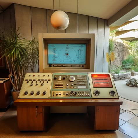 Retro Control Panel, Retro Futurism Tech, 1960s Technology, 1970s Technology, 70s Tech, Retro Futurism Interior Design, Retro Futurism Interior, Spy Technology, Atom Punk