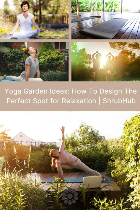 Backyard Tent Hangout, Yoga Terrace Outdoor Spaces, Yoga Garden Ideas, Outdoor Yoga Studio Backyard Retreat, Outside Yoga Space Ideas, Yoga Garden Space Backyard, Yoga Pavilion Design, Garden Yoga Space, Outdoor Wellness Space