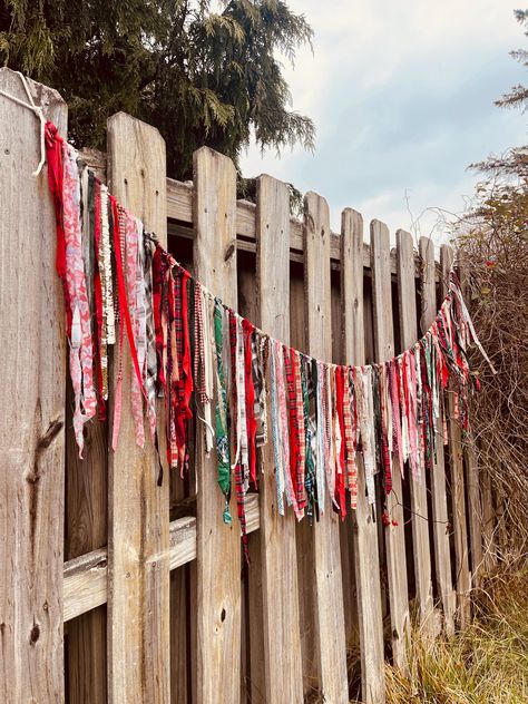 Zero Waste Christmas, Upcycled Christmas, White Rope, Prayer Flags, Textile Waste, Holiday Vibes, Christmas Home Decor, Vintage Fabrics, Christmas Garland