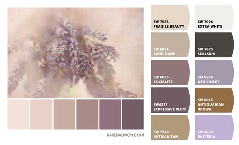 Mink Colour Palette, Romantic Bedroom Paint Colors, Lavender Color Palette, Color Palate, Design Seeds, Color My World, Natural Home Decor, Colour Inspiration, Natural Home