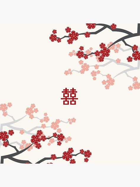 Chinese Wedding Wallpaper, Background Aesthetic Horizontal, Chinese Wedding Background, Happiness Wallpaper, Scrapbook Paper Designs, Wedding Background Wallpaper, Chinese Background, Red Cherry Blossom, Cherry Blossom Wallpaper