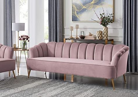 Sofa For Boutique, Pink Sofa Living Room, Colour Sofa, Sofas Ideas Living Room, Pink Living Room Decor, Furniture Colour, Trendy Sofas, Modern Velvet Sofa, Esthetician Business