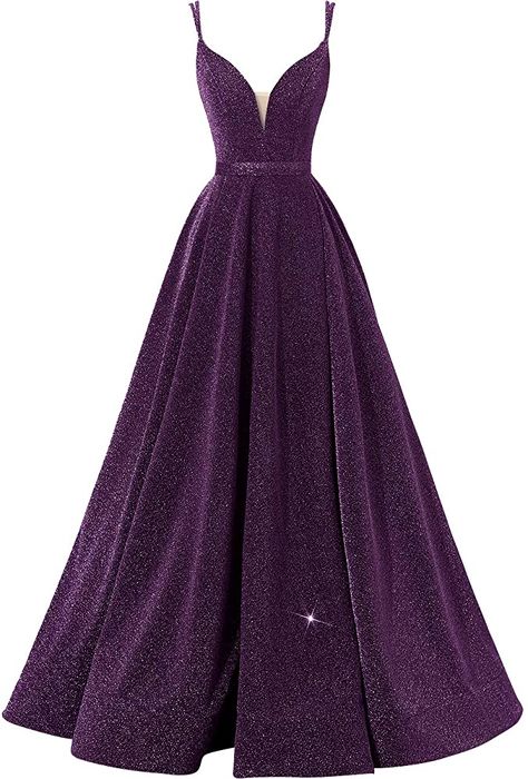 Wedding Guest Formal, Purple Prom, V Neck Prom Dresses, Purple Prom Dress, Beautiful Prom Dresses, Prom Dress Inspiration, A Line Prom Dresses, Grad Dresses, Glitter Dress