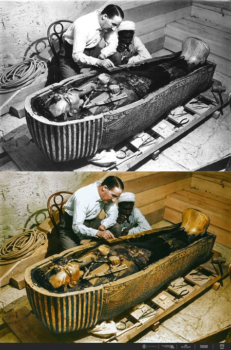 21 Colorized Photos from the 1920s Discovery of King Tut Howard Carter, King Tut Tomb, The Boy King, Ancient Egyptian Artifacts, Ancient Egypt History, Avan Jogia, Egyptian Artifacts, Colorized Photos, Valley Of The Kings