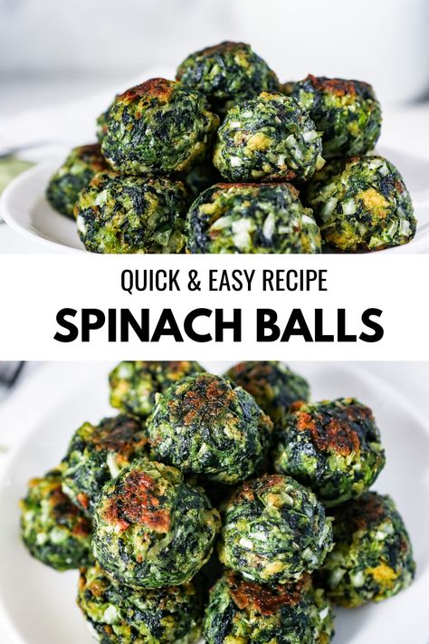 Cooked Spinach Recipes, Spinach Balls Recipe, Spinach Recipes Healthy, Spinach Balls, Best Appetizer Recipes, Appetizers Easy Finger Food, Best Cake, Tasty Vegetarian Recipes, Veggie Side Dishes