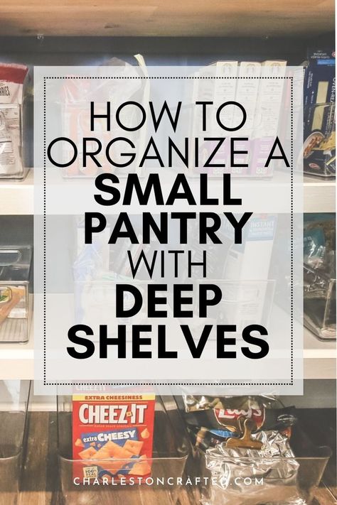 Deep Pantry Cabinet Organization, Diy Pantry Ideas, Deep Pantry Shelves, Pantry With Deep Shelves, Small Pantry Cabinet, Small Pantry Closet, Pantry Organization Ideas Shelves, Deep Pantry Organization, Pantry Closet Organization