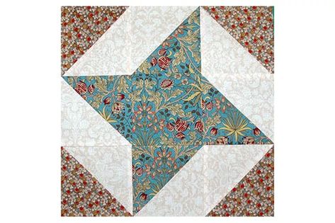 Friendship Star Quilt Block Pattern with Extra Triangles Christmas Tree Quilt Block Patterns, Friendship Star Quilt Block, Friendship Star Quilt, Hunters Star Quilt, Friendship Quilt, Tree Quilt Block, Cat Quilt Block, Pinwheel Quilt Block, House Quilt Block