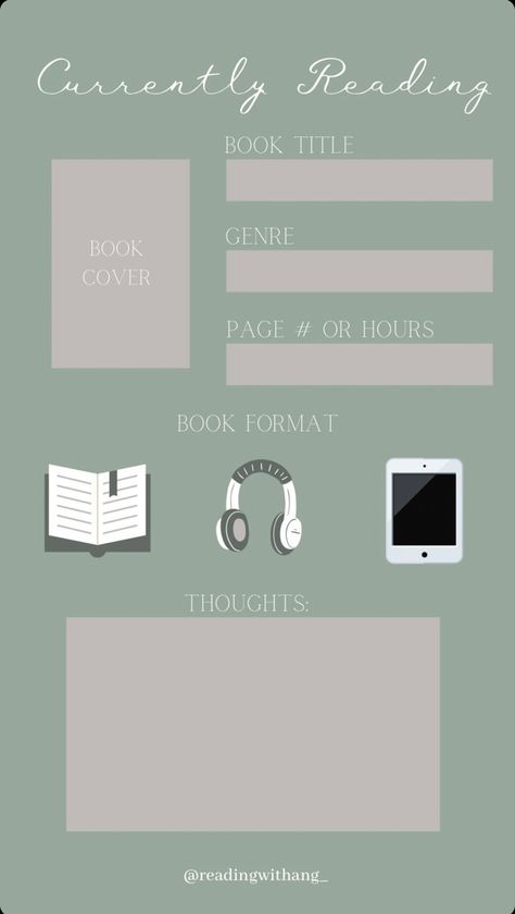 Booktok Ideas, Reading Pics, Currently Reading Template, Reviews Template Instagram, Tiktok Templates, Bookish Templates, Mood Reader, Reading Template, Bookstagram Templates