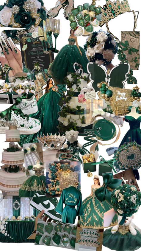 Quinceanera Chambelanes, Emerald Green Quinceanera Theme, Quinceanera Flowers, Enchanted Forest Quinceanera Theme, Green Quinceanera Theme, Princess Sweet 16, Quinceanera Theme, Mexican Quinceanera, Quince Themes