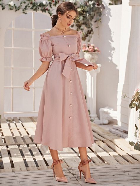 Afrikaanse Mode, Pastel Fashion, Vestidos Vintage, Fashion Attire, Girls Fashion Clothes, Classy Dress, Trendy Dresses, Belted Dress, Simple Dresses