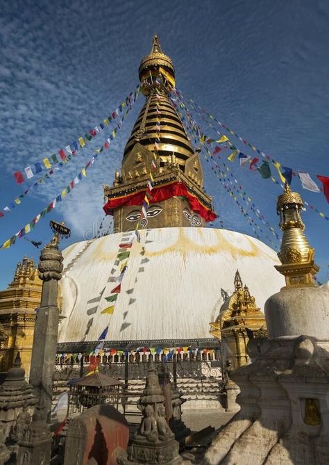 Buddhist Stupa Prayer Flags Swayambhunath Monkey 🐒 Temple. Kathmandu, Nepal 🇳🇵#uniglamindia Monkey Temple Nepal, Stupas In India, Swayambhunath Temple, Buddhist Stupa, Prayer Flags, Kathmandu Nepal, Colouring Book, Nepal, Photo Album