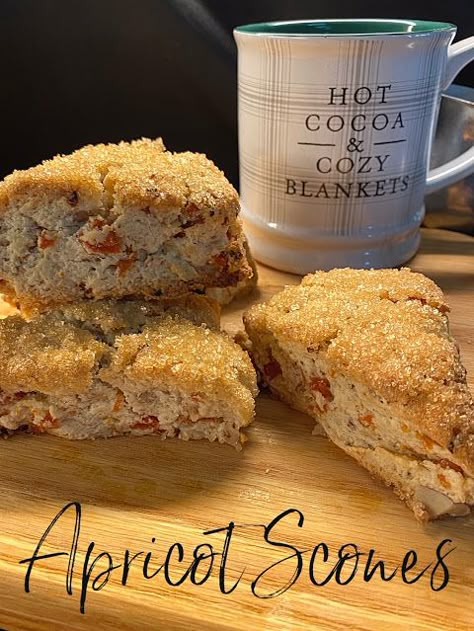 Apricot Scones Recipe, Dried Apricot Recipes, Apricot Scones, Garlic Sticks, Apricot Filling, Savory Scones Recipe, Delicious French Toast Recipe, Chocolate Apricot, Oat Scones