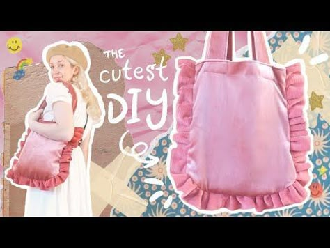 How to Make a Ruffled Tote Bag || DIY BYE || trendy thrift flip upcycle - YouTube Ruffle Bag Tutorial, Ruffle Bag Pattern, How To Sew Ruffles, Canvas Tote Bag Diy, Upcycle Bag, Ruffle Tote Bag, Tote Bag Illustration, Sewing Ruffles, Ruffle Bag