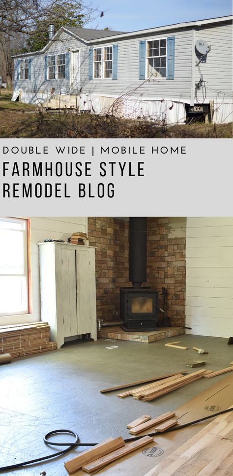 Farmhouse Mobile Home, Mobile Home Kitchen Cabinets, Double Wide Remodel, Mobile Home Redo, Double Wide Home, Double Wide Mobile Home, Remodel Mobile Home, Mobile Home Remodeling, Mobile Home Repair