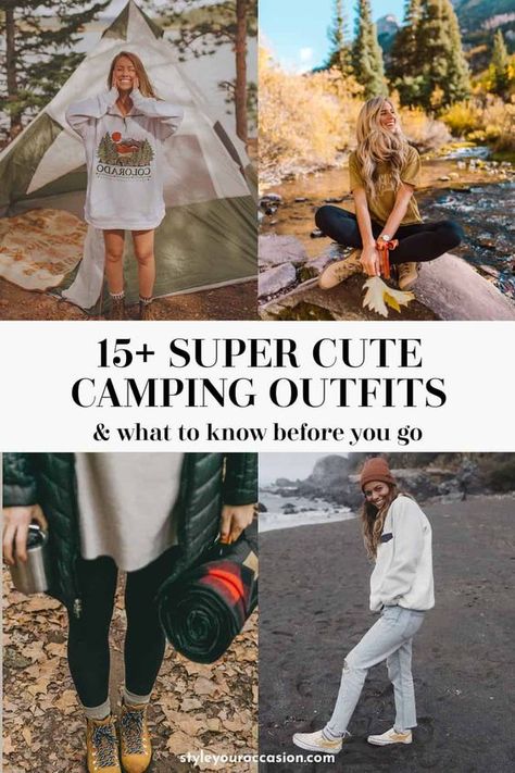 Camping Outfits Camping Summer Outfits, Cute Camping Outfits Summer, Campfire Outfits, Beach Camping Outfits, Camping Outfits Winter, What To Wear Camping, Camping Outfit Fall, Camping Style Clothes, Camping Aesthetic Outfits