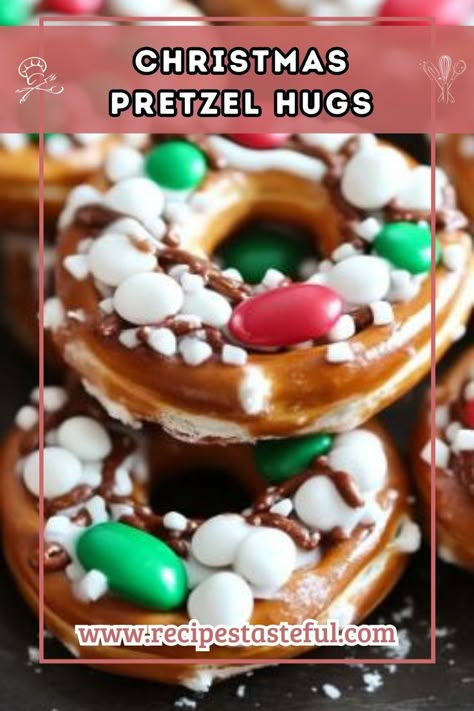 Pretzel Hugs Recipe, Christmas Pretzel Hugs, Pretzel Hugs, Christmas Pretzel, Xmas Cookies Recipes, Christmas Pretzels, Easy Christmas Recipes, Christmas Dinner Recipes, Cozy Gathering