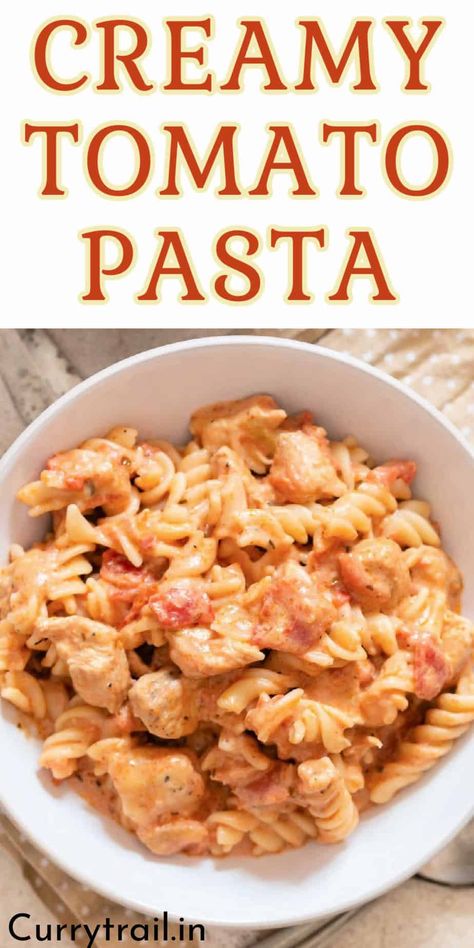 📋Creamy Tomato Chicken Pasta Pasta With Tomato Paste, Creamy Tomato Chicken Pasta, Pasta With Diced Tomatoes, Cream Chicken Pasta, Quick Supper Meals, Creamy Tomato Pasta Recipes, Creamy Tomato Chicken, Chicken Tomato Pasta, Tomato Cream Sauce Pasta