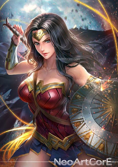 ArtStation - Wonder Woman (2017) Fanart, NeoArtCorE Thongmai Wonder Woman Art, Arte Dc Comics, Comics Girls, Dc Comic, Poses References, Comics Girl, Dc Comics Art, Dc Superheroes, Comic Book Characters