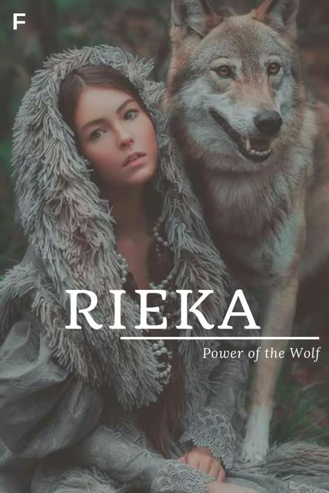 Rieka, meaning Power of the Wolf, German names, R baby girl names, R baby names, female names, whimsical baby names, baby girl names, traditional names, names that start with R, strong baby names, unique baby names, feminine names, nature names R Baby Names, Strong Baby Names, Southern Baby Names, Nature Names, German Names, Feminine Names, Fantasy Character Names, Female Character Names, Character Name Ideas