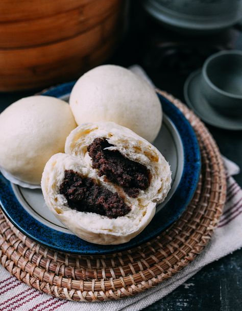 Chinese Steamed Red Bean Buns | The Woks of Life Dessert Buns, Confit Duck, Steamed Pork Buns, Steamed Pork, Sweet Red Bean Paste, Wok Of Life, Sweet Red Bean, Paste Recipe, Red Bean Paste