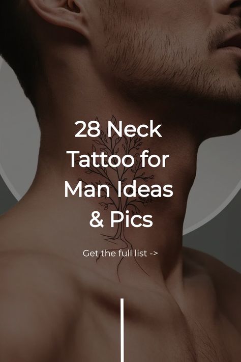 28 Neck Tattoo for Man Ideas & Pics Small Tattoos On Neck Men, Tattoo On The Neck For Man, Men’s Small Neck Tat, Symbolic Tattoos Men, Neck Minimalist Tattoo, Men Small Tattoo Ideas Guys, Tattoo On Neck For Men, Side Neck Tattoo Men, Man Neck Tattoo