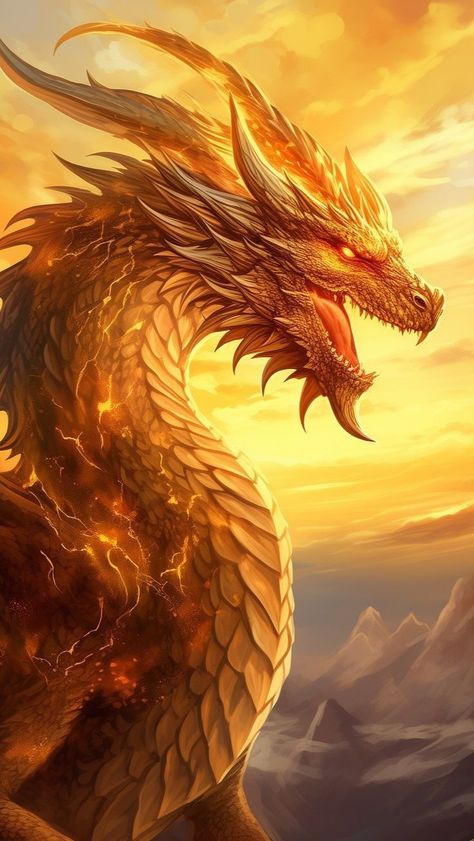 East Asian Dragon, Dragon Head Tattoo, Elemental Dragons, Types Of Dragons, Legendary Dragons, Yellow Dragon, Sea Life Art, Dragon Artwork Fantasy, Dnd Dragons