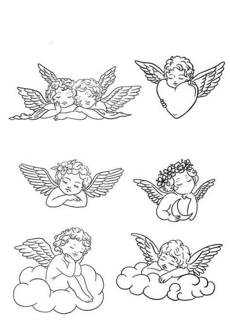 Angels In Clouds Tattoo, Cherub With Tattoos Tattoo, Irish Angel Tattoo, Tattoos Dedicated To Girlfriend, Angles Tattoo Design, Cherub Tattoo Back, Angel Laying Down Tattoo, Cherub Flower Tattoo, Small Angels Tattoos