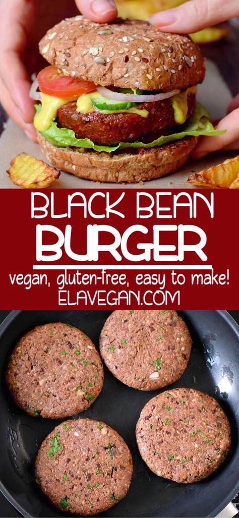 Vegan Bean Burger, Vegan Black Bean Burger, Vegan Bean, Black Bean Burger, Veggie Burgers Recipe, Bean Burgers, Vegan Black Bean, Black Bean Burgers, Vegan Beans