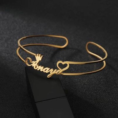 Personalized Crown Heart Fashion Bangle The post Personalized Crown Heart Fashion Bangle appeared first on Power Day Sale. Custom Bangle, Hollow Heart, Open Bangle, Bangles Style, Name Bracelet, Beautiful Heart, Rose Gold Color, Personalized Custom, Cuff Bracelet