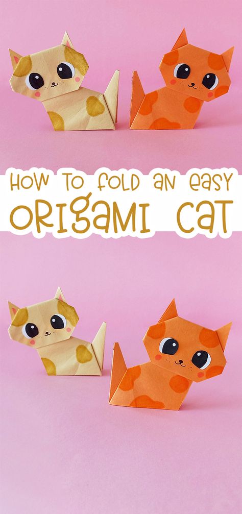 Origami Cat Step By Step, Origami Crafts Step By Step, Origami Art Step By Step, Diy Origami Step By Step, Origami Animals Step By Step, Origami Cat Tutorial, Origami Tutorial Step By Step, Cat Origami, Origami Guide