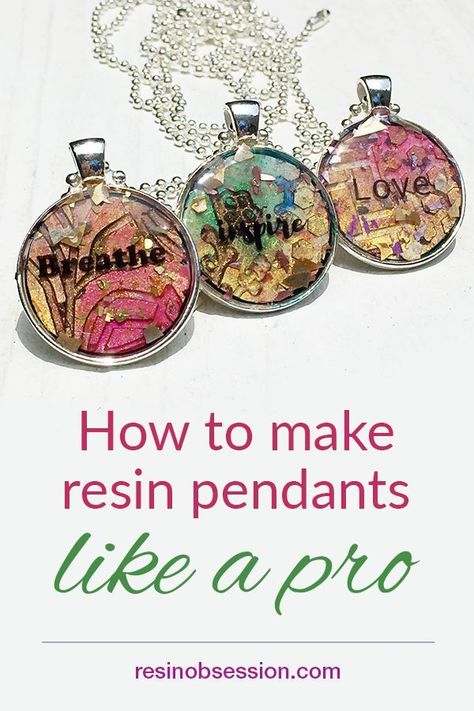 Resin Obsession blog - An {EASY} resin pendant tutorial that will have you making resin pendants like a pro!  Includes step-by-step instructions and supply list. Art Resin Projects, Resin Pendant Tutorial, Diy Resin Jewelry, Resin Crafting, How To Make Resin, Epoxy Jewelry, Resin Crafts Tutorial, Resin Pendants, Pendant Ideas