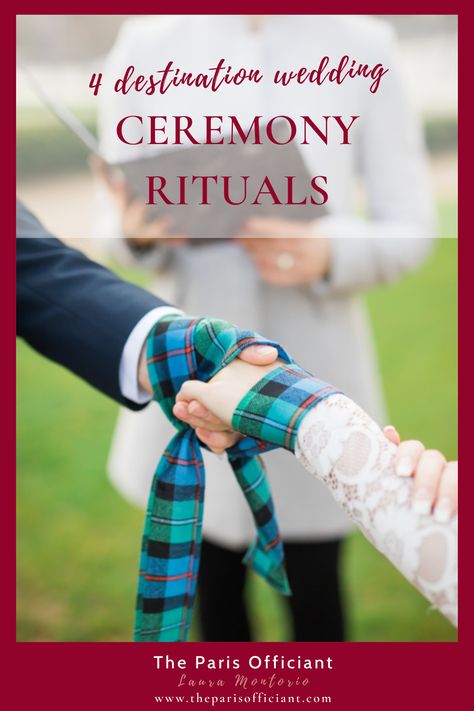 4 best wedding ceremony rituals - destination wedding in Paris France ❤️ celebrant wedding ceremony in Paris, officiant wedding ceremony in France, symbolic ceremony, modern wedding ceremony, meaning romantic personal wedding ceremony script, wedding ritual, ceremony ritual, handfasting, hand fasting, tie the knot, binding of hands, sand ceremony, unity ritual, unity candles, time capsule ritual, wine box ritual, wine ceremony, drinking ritual, intercultural wedding rituals, religious rituals Wedding Ceremony Rituals, Scottish Wedding Themes, Scottish Wedding Traditions, Scottish Wedding Ideas, Handfasting Ceremony, Tartan Wedding, Handfasting Cords, Wedding In Paris, Renewal Ceremony