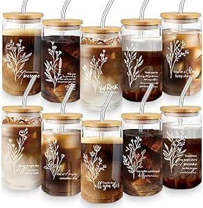 10 Pcs Employee Appreciation Gift 16 oz Glass Cups with Lids Straw Thank You Coffee Mug Gift for Vet Tech Medical Assistant Team Staff Coworker Christmas (Thanks) Medical Staff Appreciation Ideas, Staff Christmas Gift Ideas, Coworker Christmas Gifts, Employee Christmas Gifts, Coworker Gifts, Coworkers Christmas, Cups With Lids, Employee Appreciation Gifts, Christmas Gifts For Coworkers