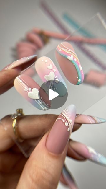 Martines Martyna Bryzek on Instagram: "Rainbow ombré nails 🌈💗 nail inspo for You 🫶🏼
I hope you enjoy step by step video tutorial on how to make perfect gradient nails 
Will I get some love? 🥰

#nailinspo #loveislove #nailsinspiration #nailart #nailtutorial" Ombre Nails Tutorial Step By Step, Nail Art Videos Designs, Nail Art Tutorial Step By Step, Ombre Nails Tutorial, Gel Nail Tutorial, Nails Rainbow, Ombre Gel Nails, Polka Dot Nail Designs, Color Block Nails