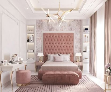 Best Pink Rooms Interior Inspiration - Gorgeous Pink Room Decor Ideas Interior Cottage, Pink Headboard, Interior Farmhouse, Design Ložnic, Interior Unique, Luxury Bedroom Decor, Bedroom Decor For Teen Girls, Decor Western, Luxury Bedroom Design