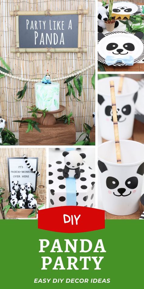 Create a cute and fun panda bear theme kid's party with easy DIY party decor ideas from www.fernandmaple.com! Panda Theme Party Ideas, Panda Themed Party Games, Panda Party Ideas, Diy Party Decor Ideas, Panda Birthday Theme, Panda Activities, Party Like A Panda, Panda Themed Party, Panda Decor