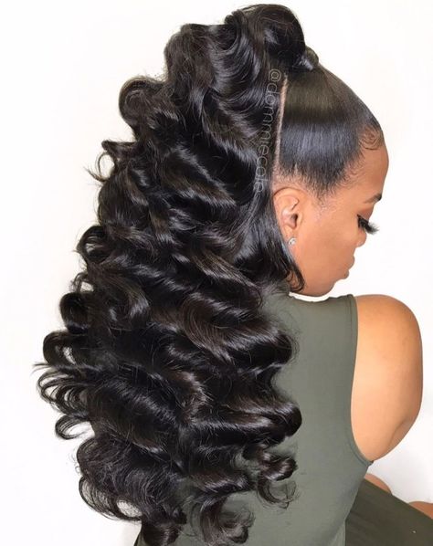 High Curly Weave Ponytail High Weave Ponytail, Long Ponytail Hairstyles, Cornrow Ponytail, Long Ponytail, Black Ponytail, Elegant Ponytail, Weave Ponytail, Ponytail Hairstyles Easy, Over 60 Hairstyles