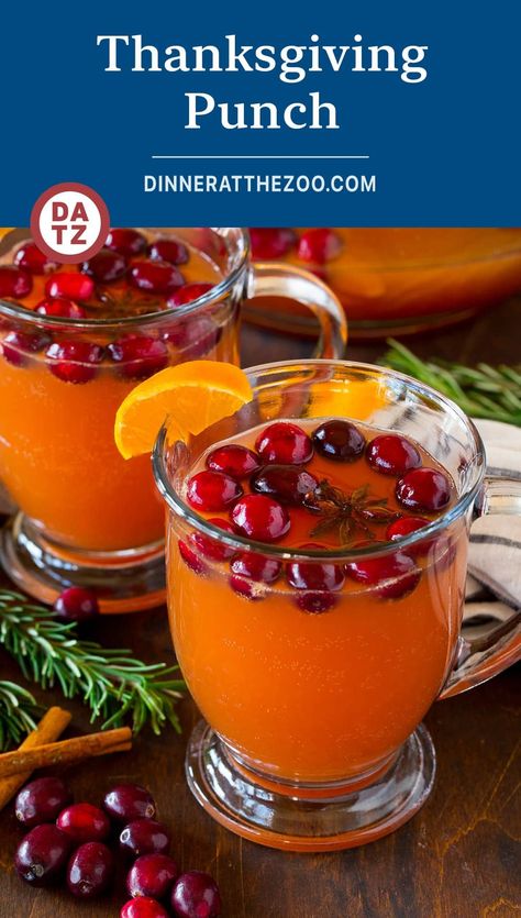 This Thanksgiving punch is a blend of fall fruit juices and ginger ale, all combined to make a bubbly and refreshing drink. The perfect drink to serve with Thanksgiving dinner! Fall Punch Recipes, Thanksgiving Punch, Non Alcoholic Punch, Slow Cooker Turkey Breast, Thanksgiving Drinks, Slow Cooker Apples, Brine Recipe, Delicious Thanksgiving, Homemade Dinner Rolls