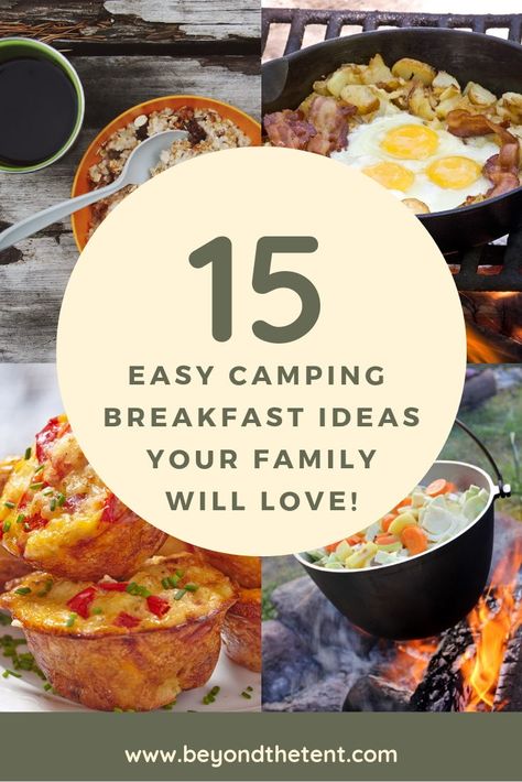 BEYOND THE TENT offers 15 kid-friendly, quick, and simple enough you'll actually be happy to make them. Plus, these easy camping breakfast recipes are delicious!! #kidfriendly #camping #food #easyrecipes #campingideas #outdoorcooking #dutchoven #campfire #breakfast #simplelife #familyfood #recipes #jetboil #beyondthetent Breakfast Ideas For Camping, Easy Camping Breakfast Ideas, Camping Breakfast Ideas, Camping Recipes Breakfast, Easy Camping Breakfast, Breakfast Kids, Camping Meal Planning, Ideas For Camping, Meals Breakfast