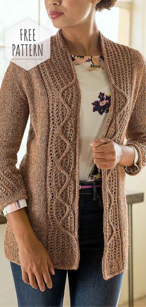 Cable Cardigan Knitting Patterns, Cardigan Free Pattern, Knitted Jackets Women, Free Knitting Patterns For Women, Cardigan Sweater Pattern, Ladies Cardigan Knitting Patterns, Aesthetic Patterns, Womens Knitting Patterns, Knitting Patterns Free Sweater