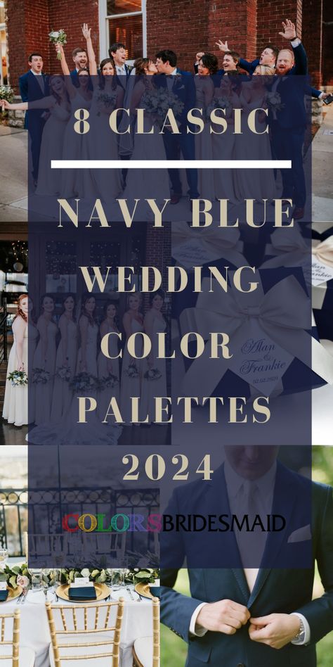 Navy Blue and Champagne Wedding Color Palettes for 2024, Champagne Bridesmaid Dresses, Navy Groom Suit - ColorsBridesmaid Navy Blue And Fall Colors Wedding, Wedding Colors That Go With Navy Blue, Navy Theme Wedding, Navy Blue Suits For Groomsmen, Dark Navy Wedding Color Palettes, Emerald And Navy Wedding Color Schemes, Navy Groomsmen And Bridesmaids Color Schemes, Blue Tux Wedding Color Schemes, Fall Wedding Colors With Navy