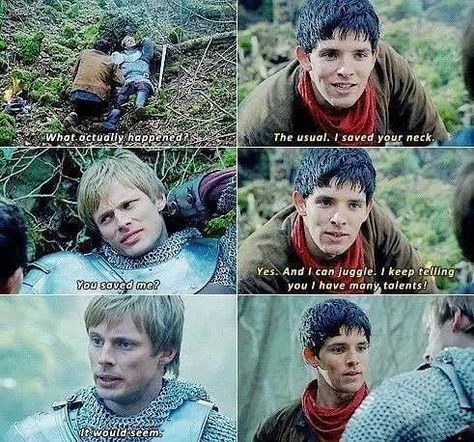 @merlin.funny.and.feels on Instagram: “Was working on my assessed homework til 2am, now gotta be up early to proofread it ugghhh #bradley #colin #brolin #bradleyjames…” Merlin Quotes, Merlin X Arthur, Merlin Memes, Merlin Funny, Merlin Show, Merlin Colin Morgan, Merlin Series, Merlin Fandom, Merlin Bbc