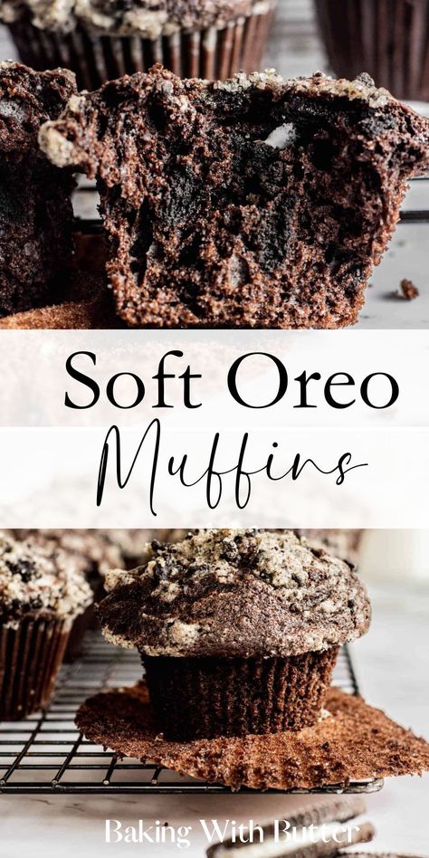 Because who wouldn't want cookies for breakfast? These Oreo Muffins offer a deliciously sweet start to your morning. Get the crowd-pleasing recipe now! Blueberry Chocolate Chip Muffins, Muffin Base, Oreo Muffins, Cookies For Breakfast, Oreo Stuffed Chocolate Chip Cookies, Fruit Muffins, Jumbo Muffins, Bakery Style Muffins, Chocolate Muffin