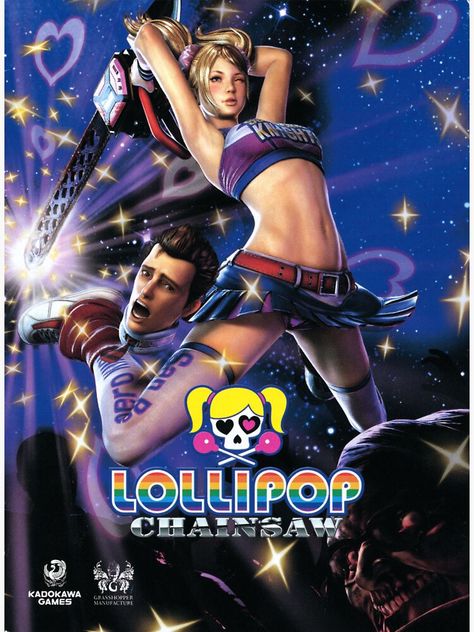 "Lollipop Chainsaw Official Art Cover HD" Sticker by ghostfaces Chainsaw Lollipop, Juliet Starling, Lollipop Chainsaw, Best Video Games, Alice Madness Returns, Game Cover, Game Poster, Starling, Assassins Creed