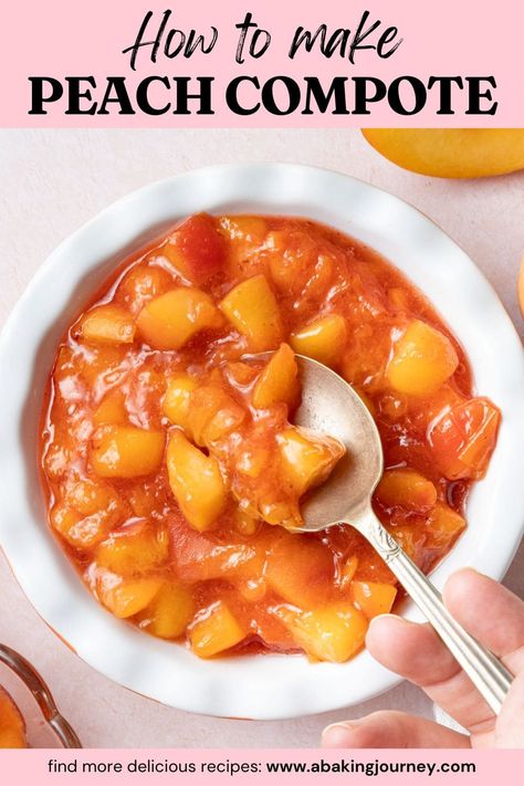 This super quick and easy Peach Compote recipe is made from 3 ingredients only and ready in 20 minutes. The chunky peach sauce is both delicious and versatile - perfect as a breakfast topping over pancakes, waffles or french toast, served over ice cream and yogurt or on top of a cake. Peach Compote Recipe, Peach Sauce Recipes, Fruit Compote Recipe, Peach Sauce, Peach Compote, How To Peel Peaches, Compote Recipe, Fruit Compote, Peach Jam