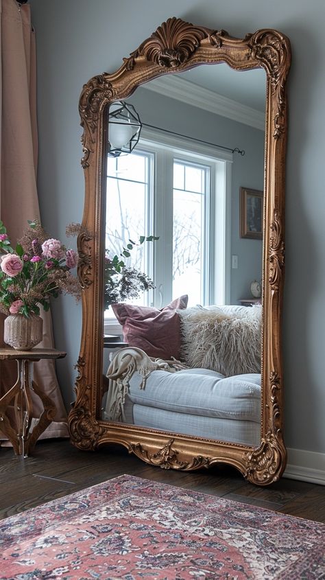 Antique mirror wall