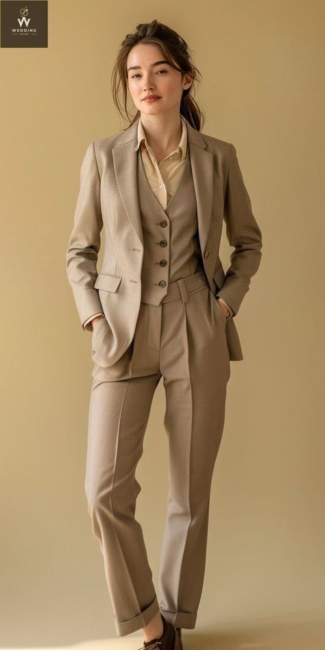 Formal Suit Designs For Women, Womens Three Piece Suit, Suit Women Wedding, Tux For Women, Tailored Suit Women, Women Wedding Suit, Feminine Suit, 3 Piece Suit Women, Grad Fits